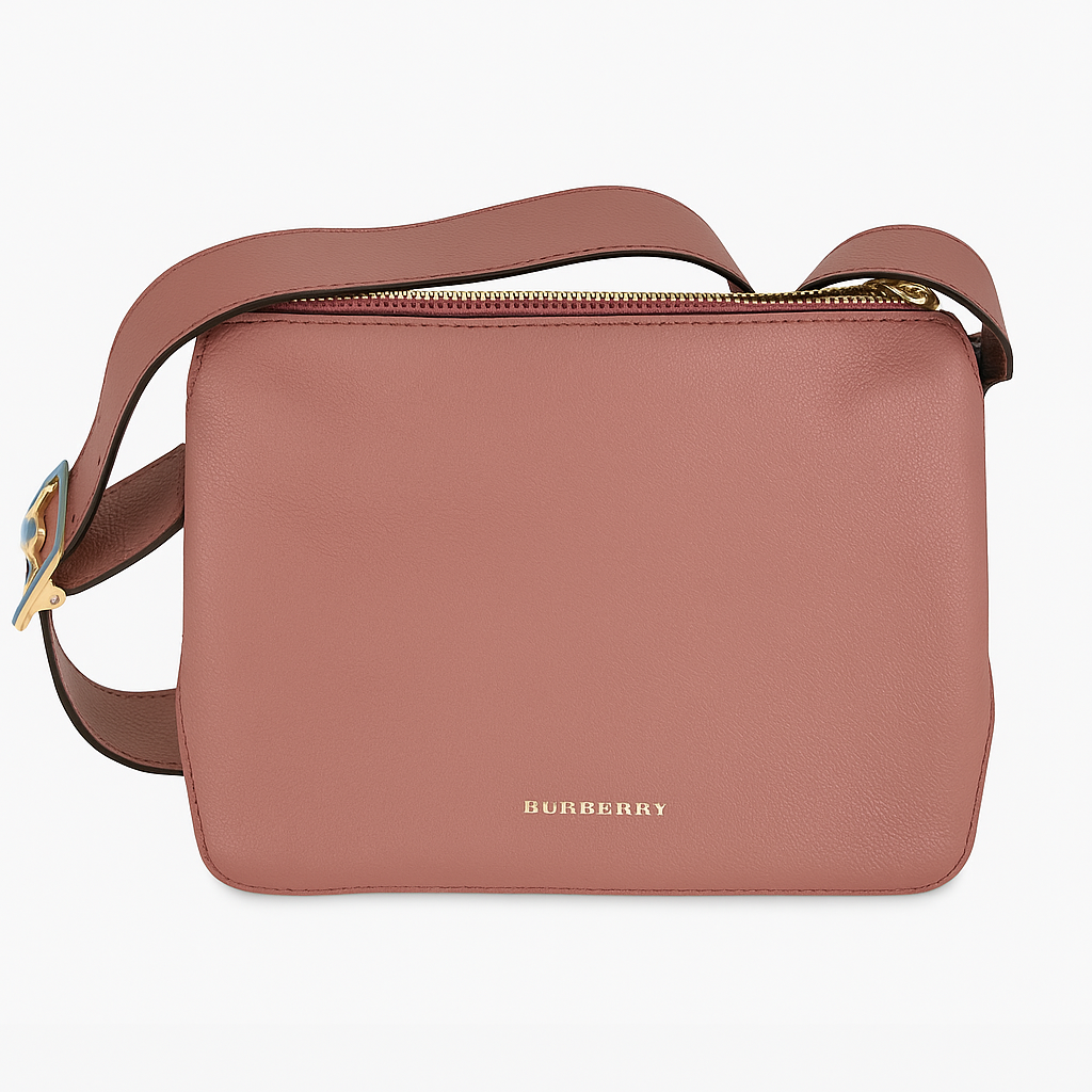 Burberry Nova Check Leather Canvas Shoulder Bag Pink