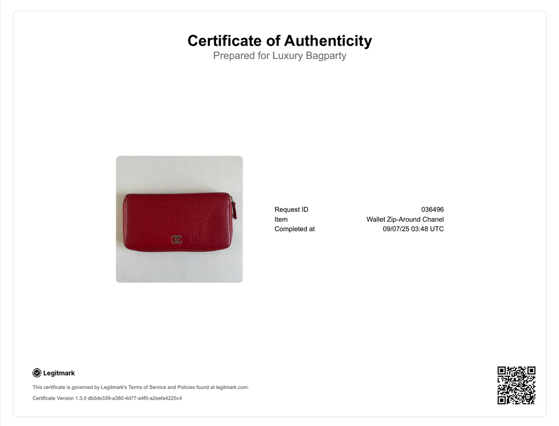 Chanel Camellia Embossed Zip Wallet Red (15***86)CC448