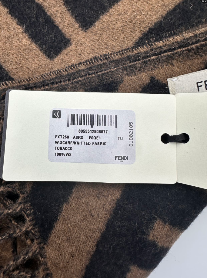 Fendi FF Classic Pattern Woolen Scarf Brown FFS01