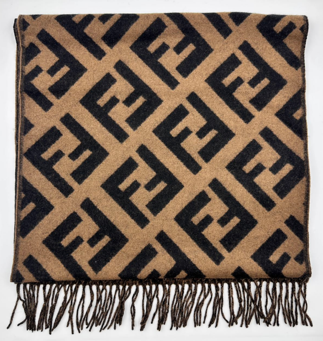 Fendi FF Classic Pattern Woolen Scarf Brown FFS01