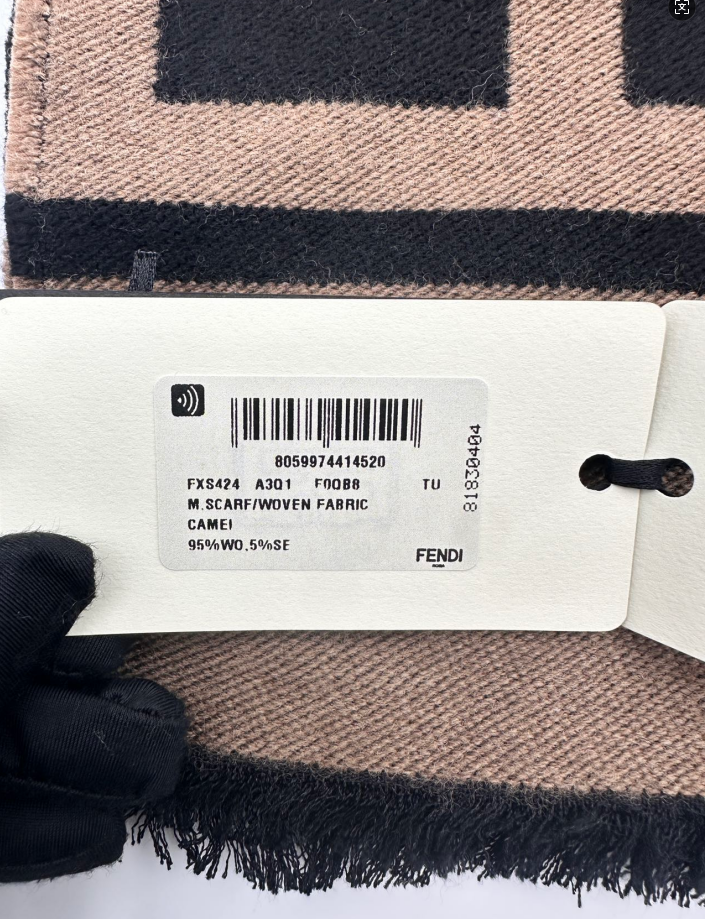 Fendi FF Classic Pattern Wool and Silk Blend Woolen Scarf Brown  FFS02