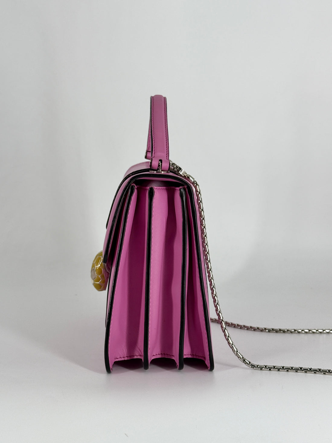 Bvlgari Calfskin Serpenti Forever Top Handle Small Pink