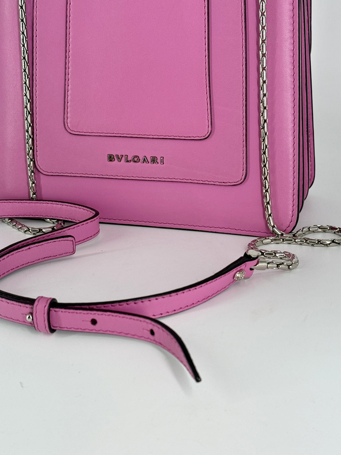 Bvlgari Calfskin Serpenti Forever Top Handle Small Pink