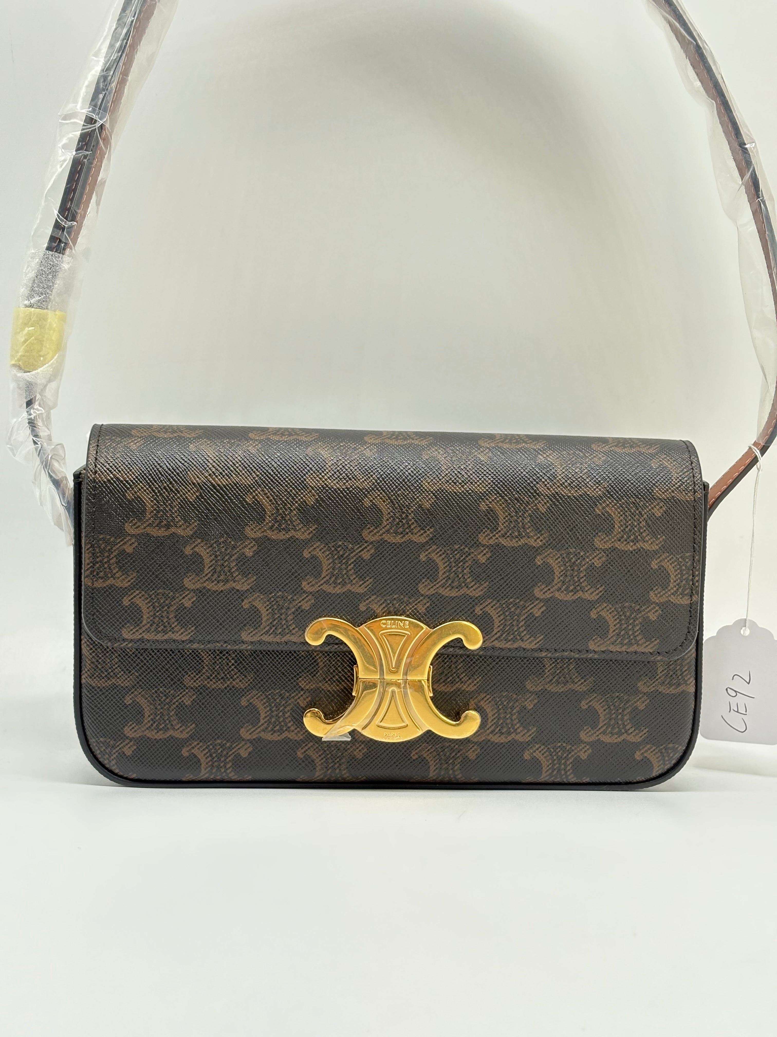 celine teen triomphe shoulder bag pvc BLACK CE93