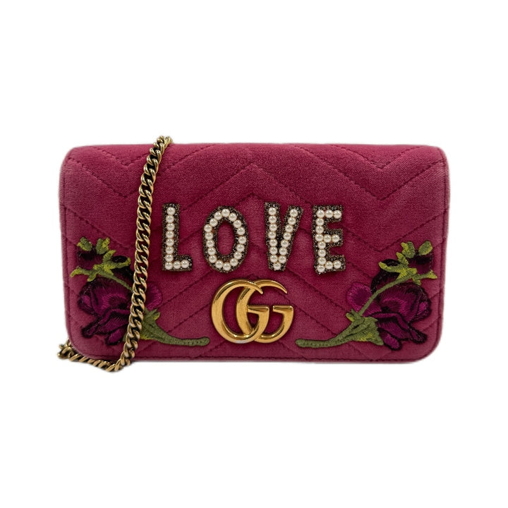 Gucci Velvet Matelasse Love Embroidered GG Marmont mini bag