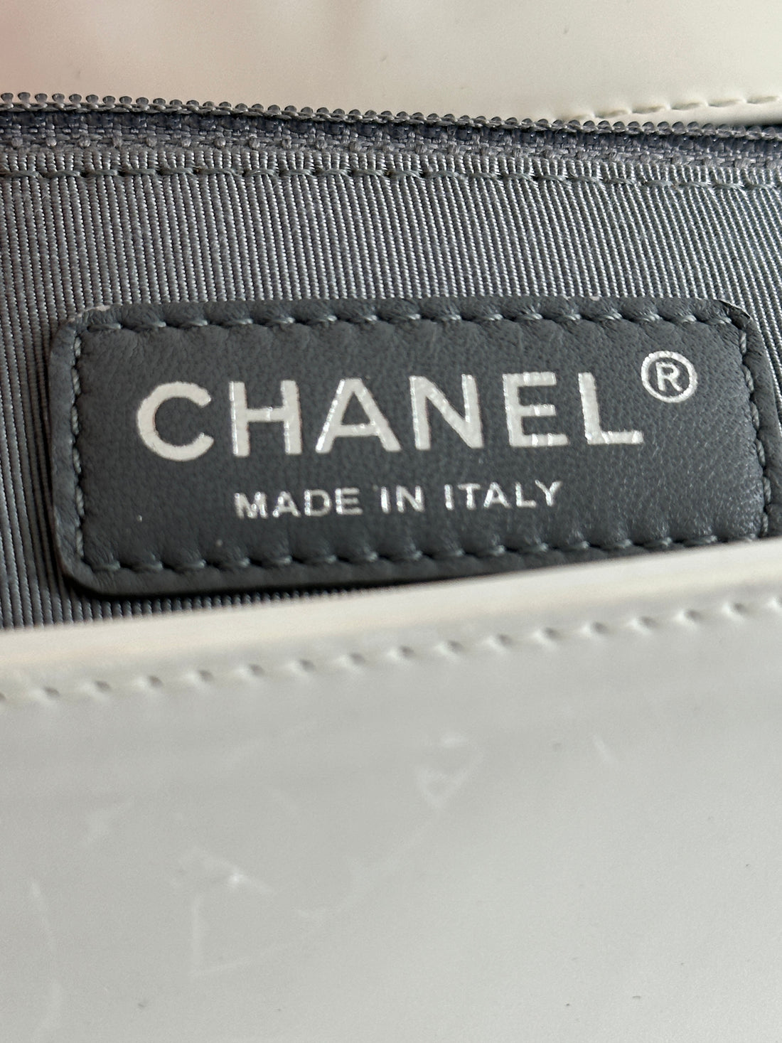 Chanel Original Clasp Medium Boy Patent Leather White
