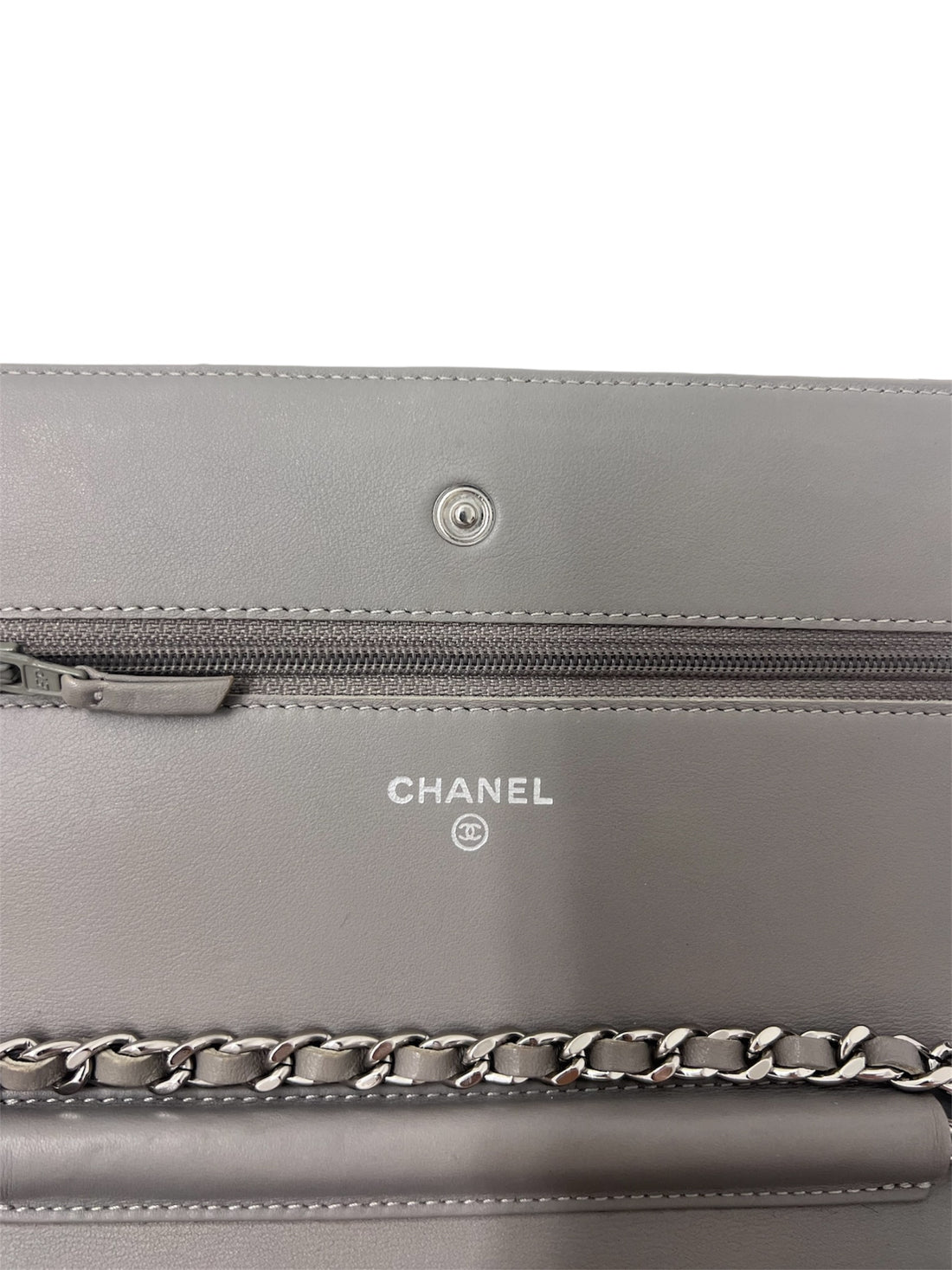 Chanel Patent Classic wallet on chain