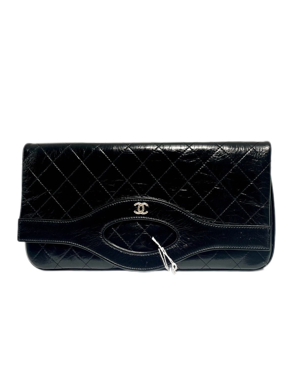 Chanel Shiny Crumpled Calfskin Large 31 Pouch Black