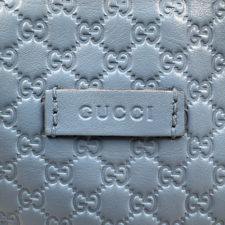 Gucci Soft Microguccissima Zippered Satchel Light Blue