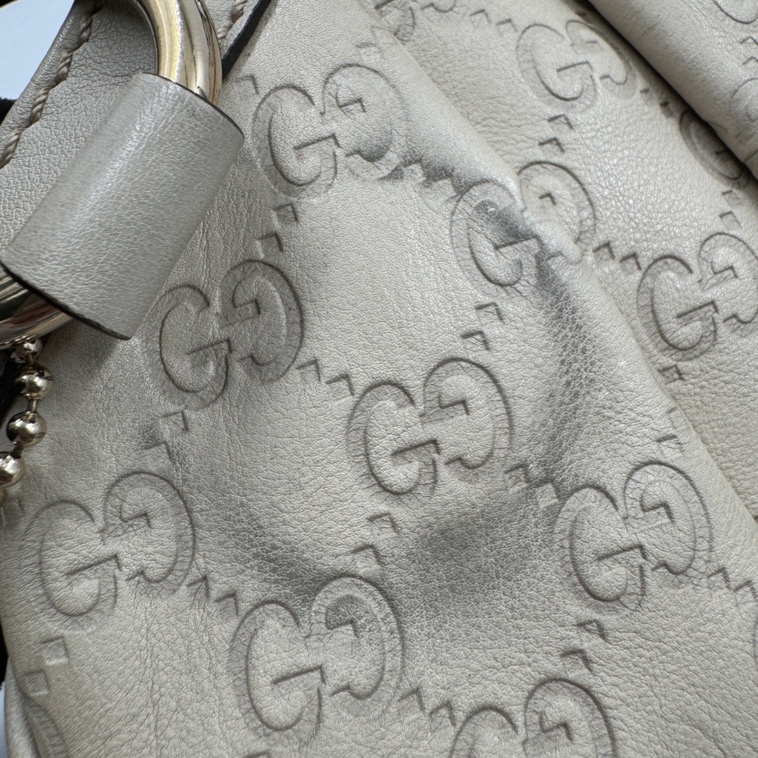 Gucci Guccissima Medium Sukey Tote Mystic White