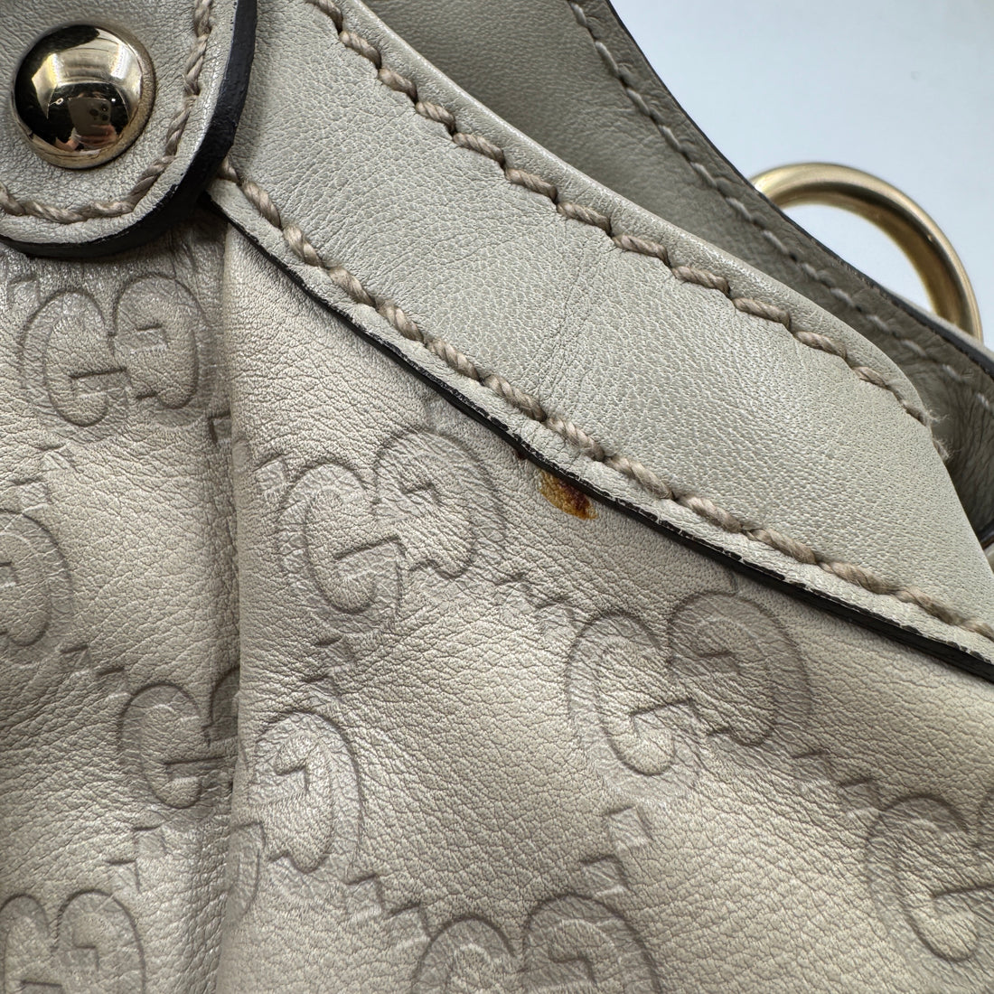 Gucci Guccissima Medium Sukey Tote Mystic White