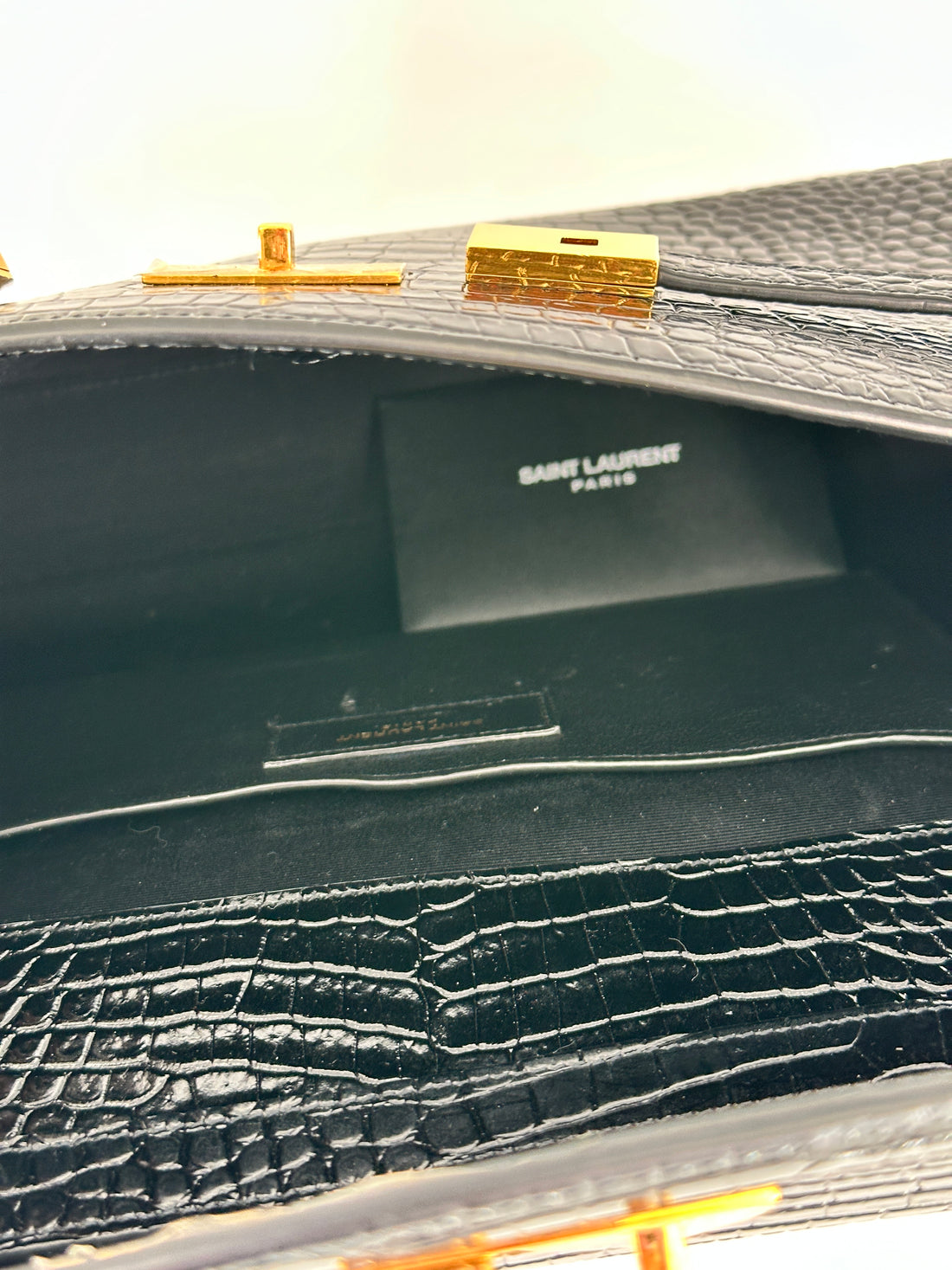 Saint Laurent Corc-Embossed Manhattan Medium Shoulder Bag Black GHW