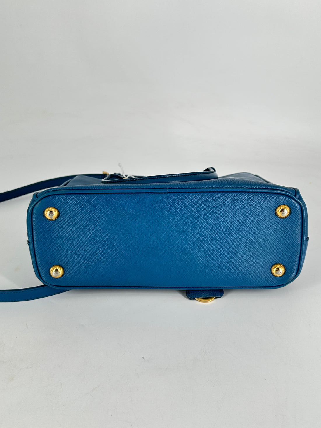 Prada Saffiano Lux Leather Mini Double Zip Tote Blue