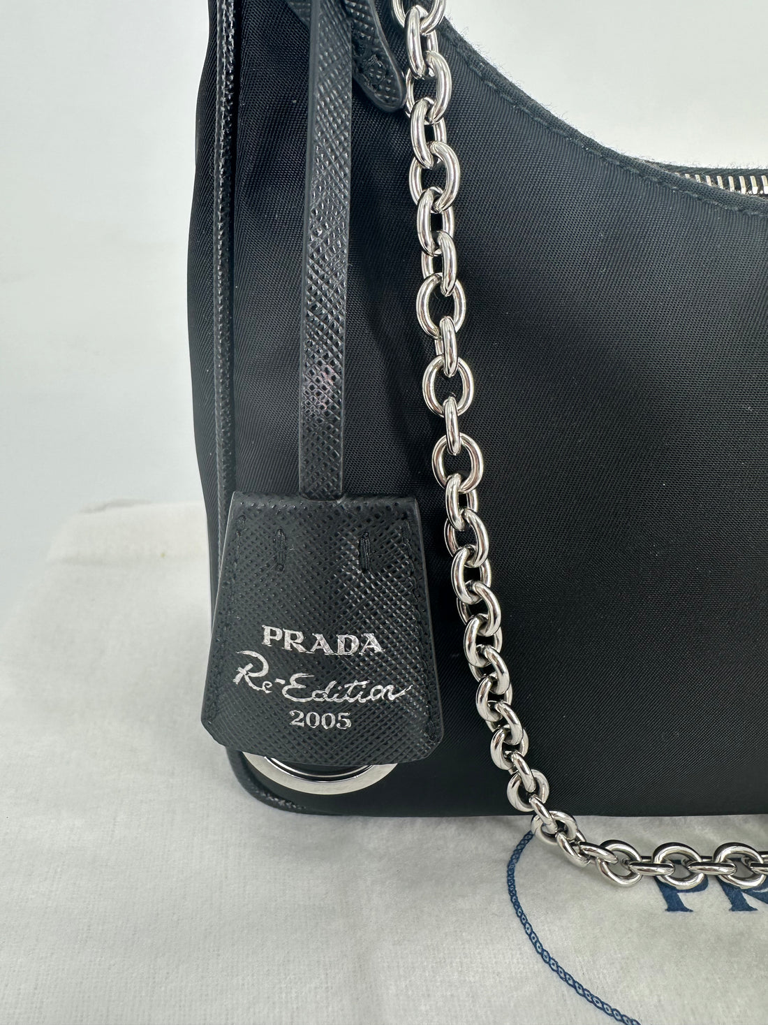 Prada Nylon Re-Edition Shoulder Bag Black full set