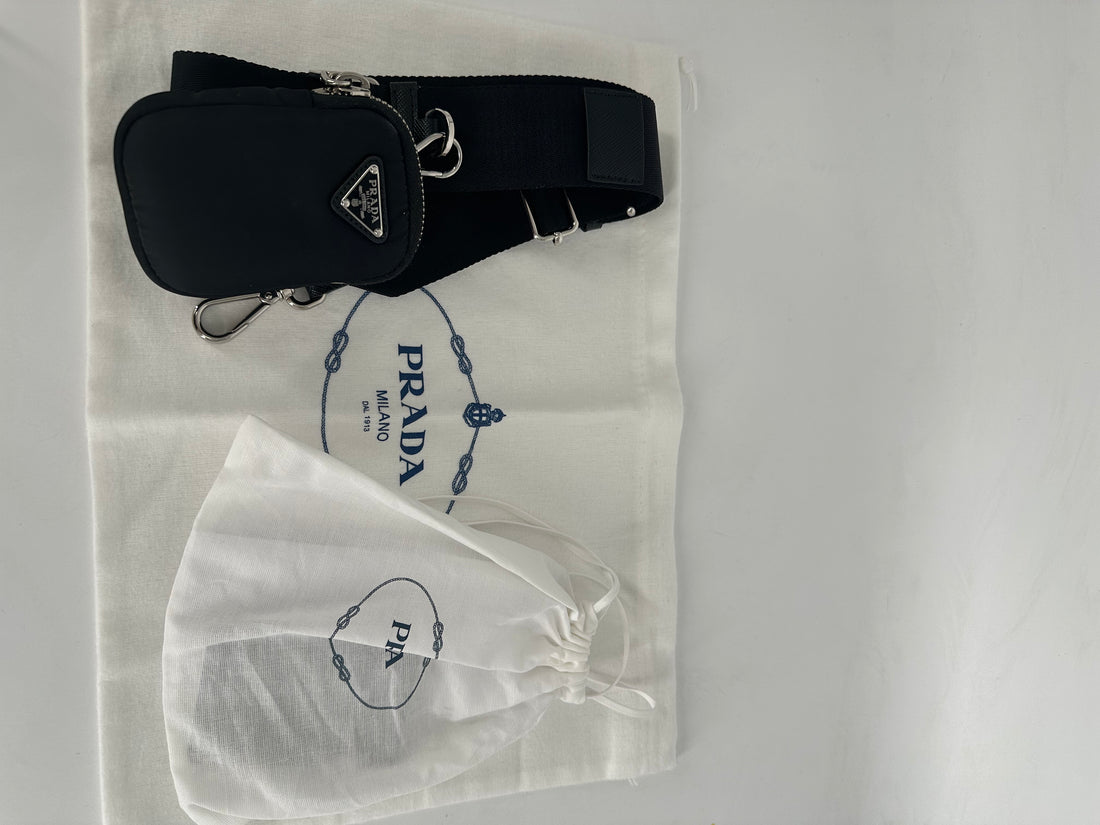 Prada Nylon Re-Edition Shoulder Bag Black full set