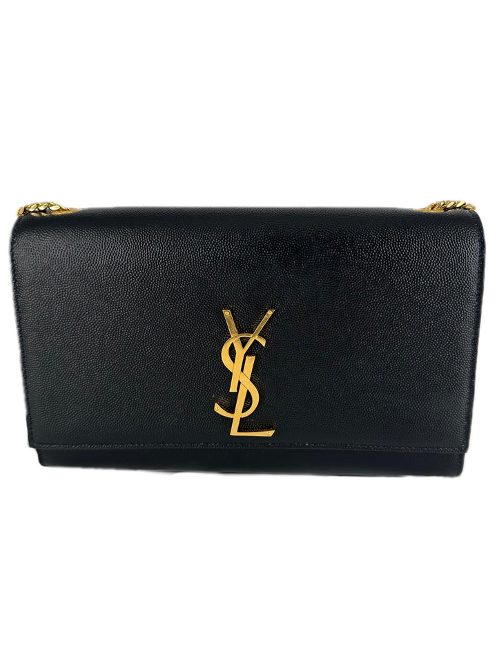 Saint Laurent Paris Kate Medium Shoulder Bag Black GHW