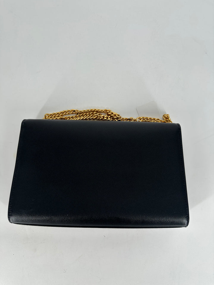 Saint Laurent Paris Kate Medium Shoulder Bag Black GHW