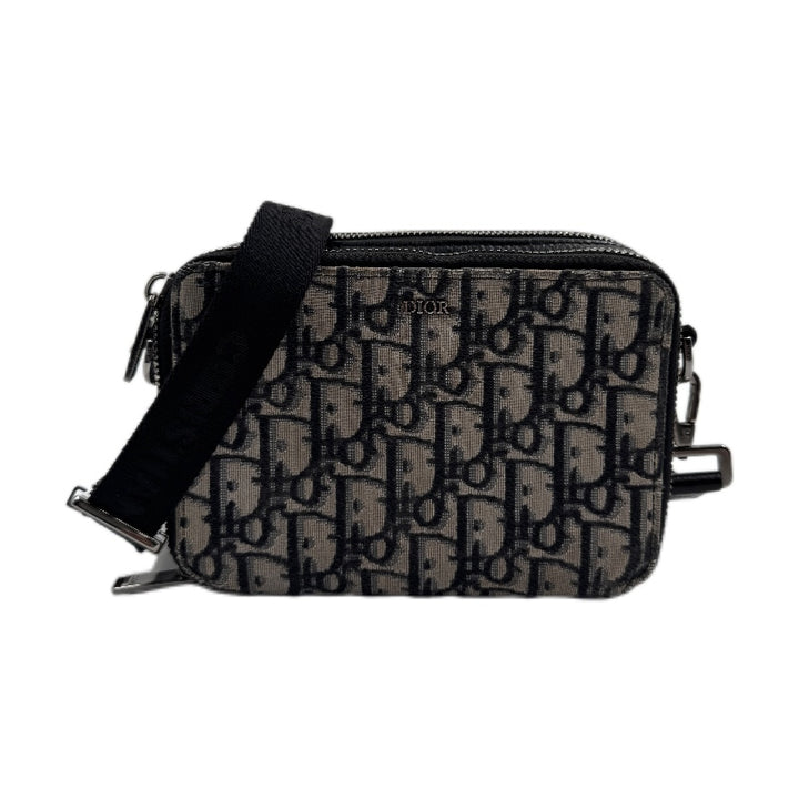 Christian dior oblique pouch beige black