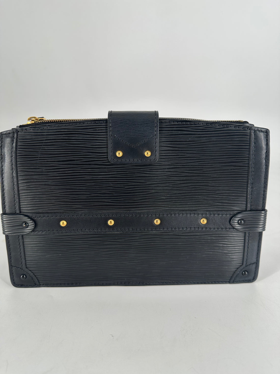 Louis Vuitton Leather Clutch Trunk Black