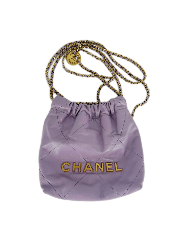 Chanel 22 Bag Mini  Calfskin Purple Microchipped