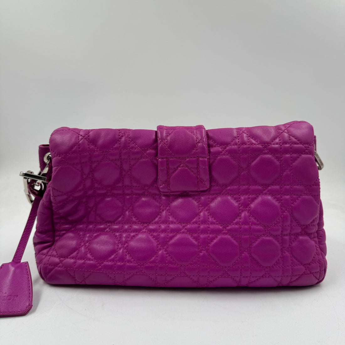 Christian Dior Lambskin Cannage Lock Pouch Fuchsia