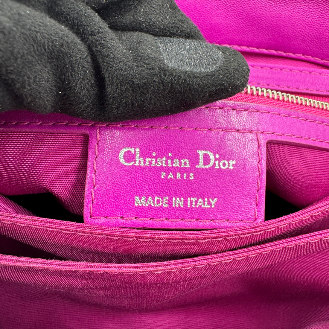 Christian Dior Lambskin Cannage Lock Pouch Fuchsia