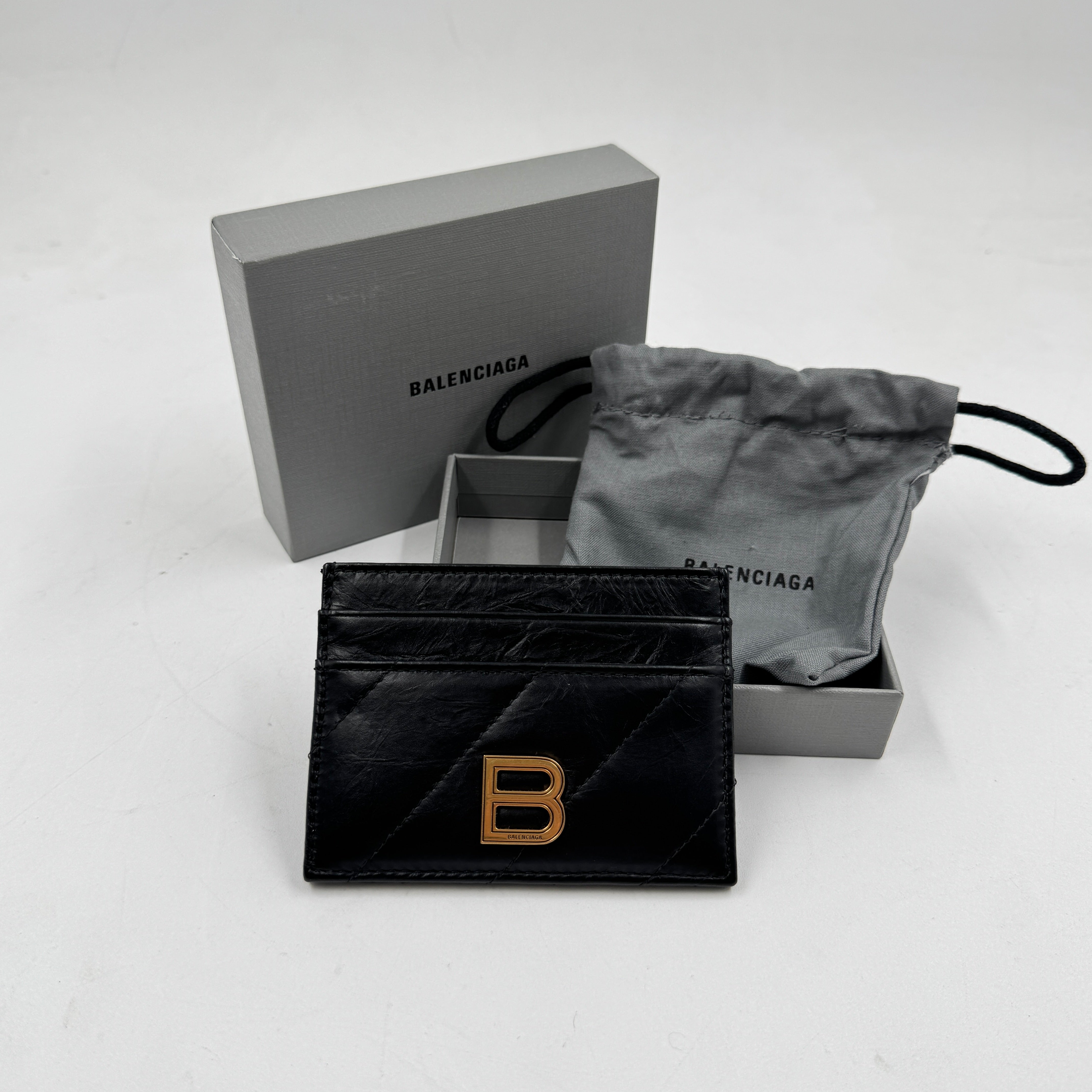 Balenciaga logo-plaque leather card holder