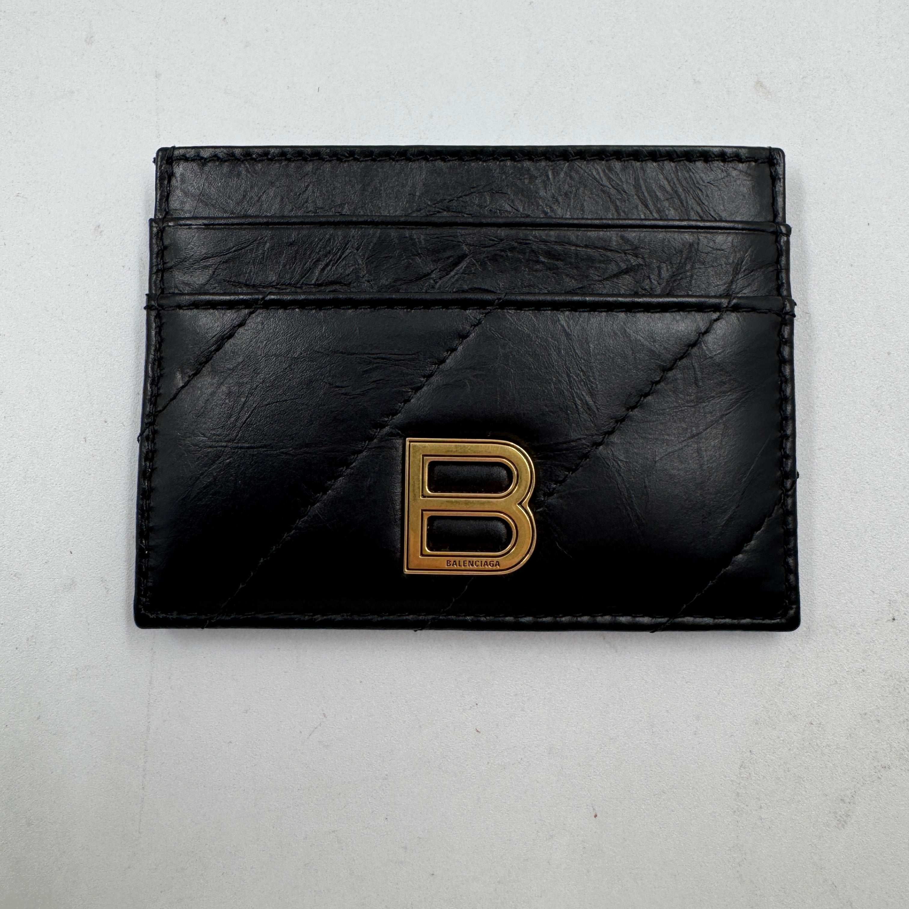 Balenciaga logo-plaque leather card holder