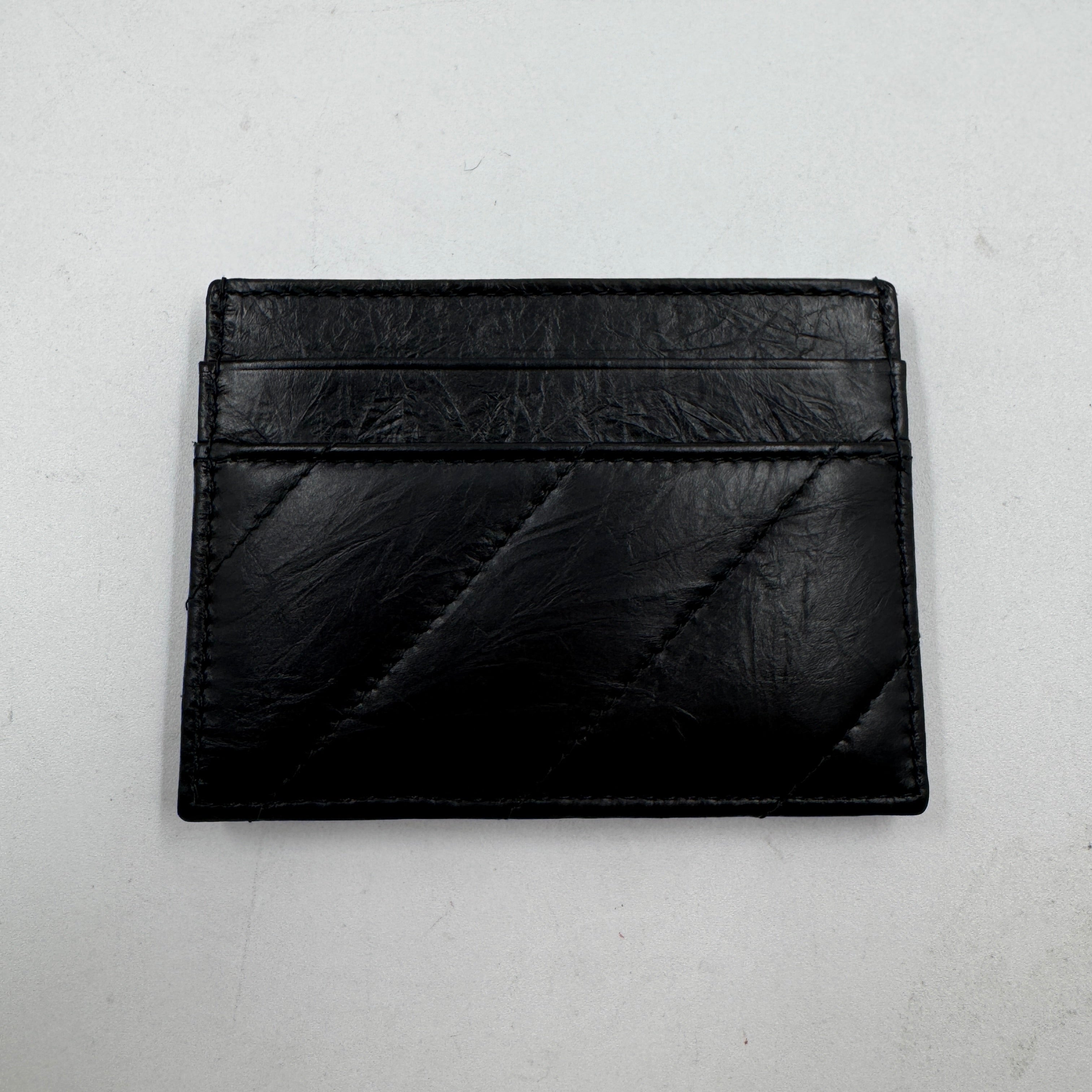 Balenciaga logo-plaque leather card holder