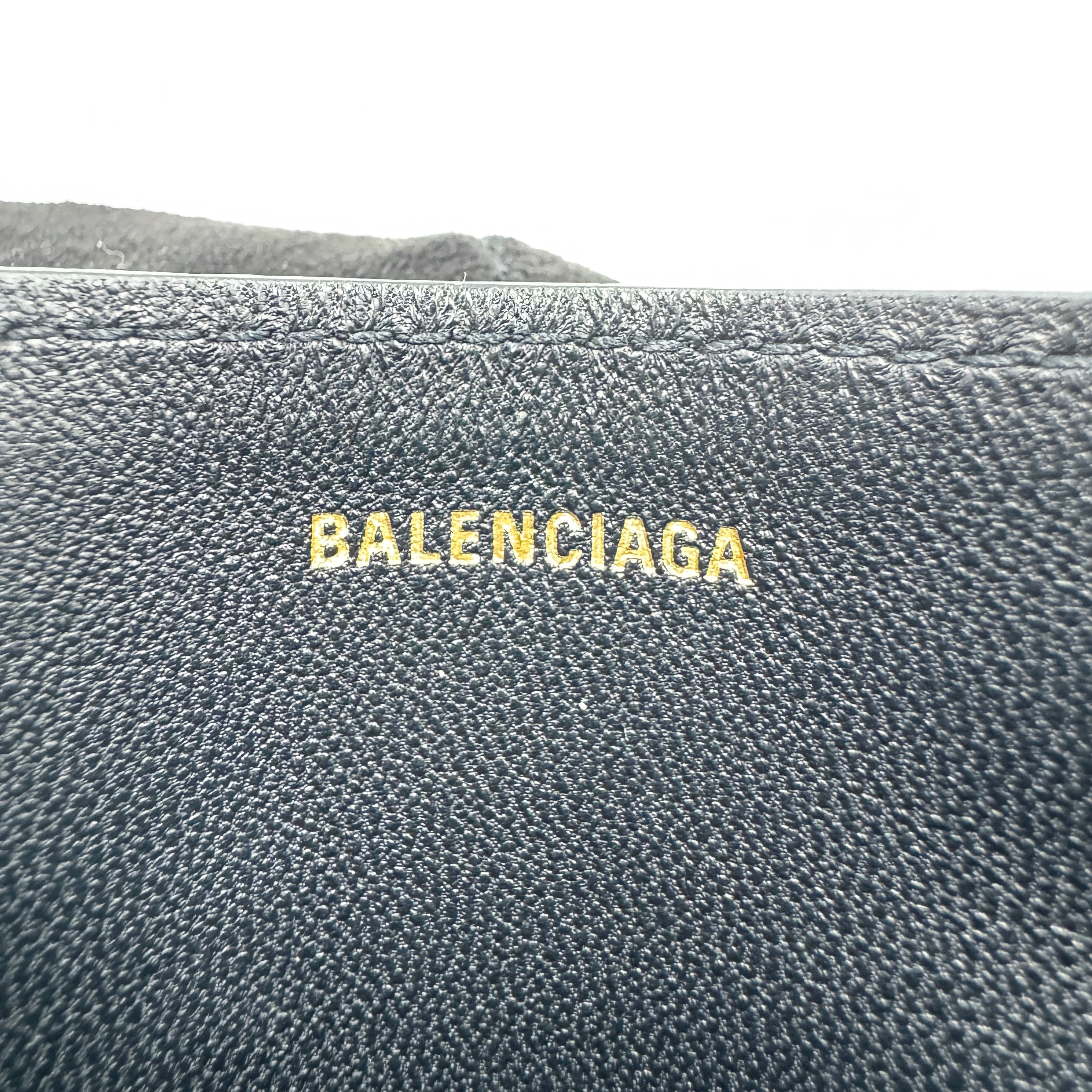 Balenciaga logo-plaque leather card holder