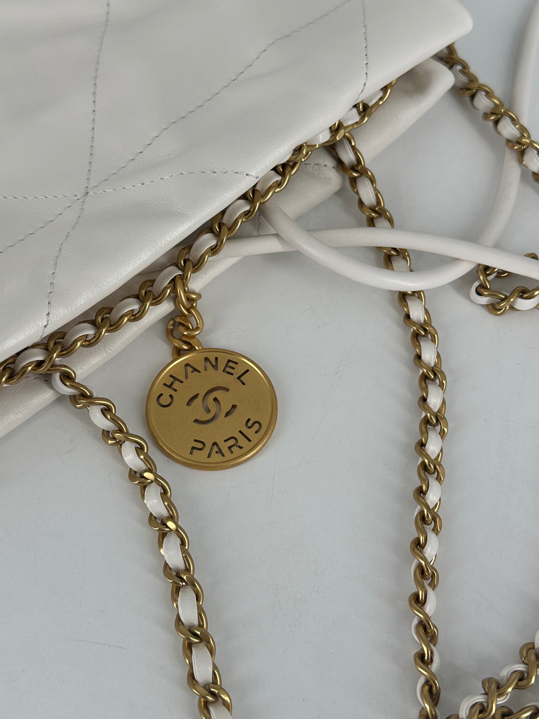 Chanel 22 Bag Mini Calfskin White Microchipped CC364