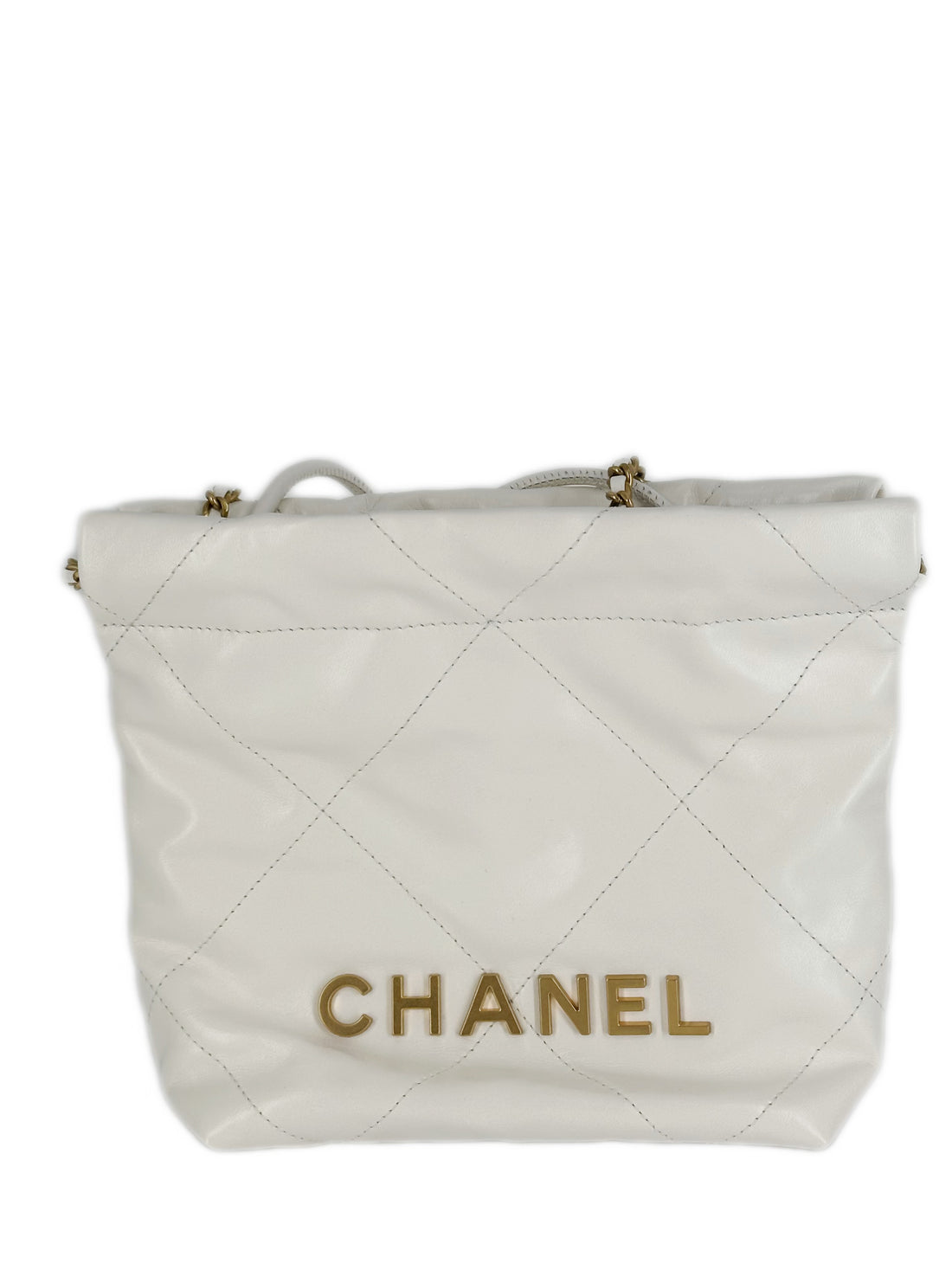 Chanel 22 Bag Mini Calfskin White Microchipped CC364