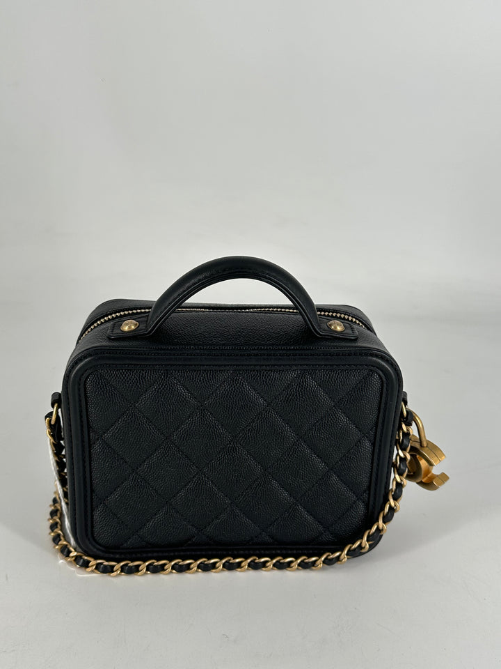 Chanel Caviar Quilted Vanity Filigree 2Way Shoulder Black GHW (26***78)