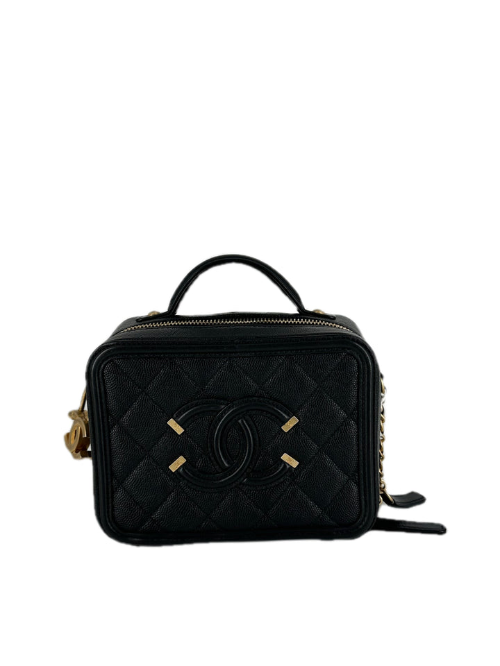 Chanel Caviar Quilted Vanity Filigree 2Way Shoulder Black GHW (26***78)