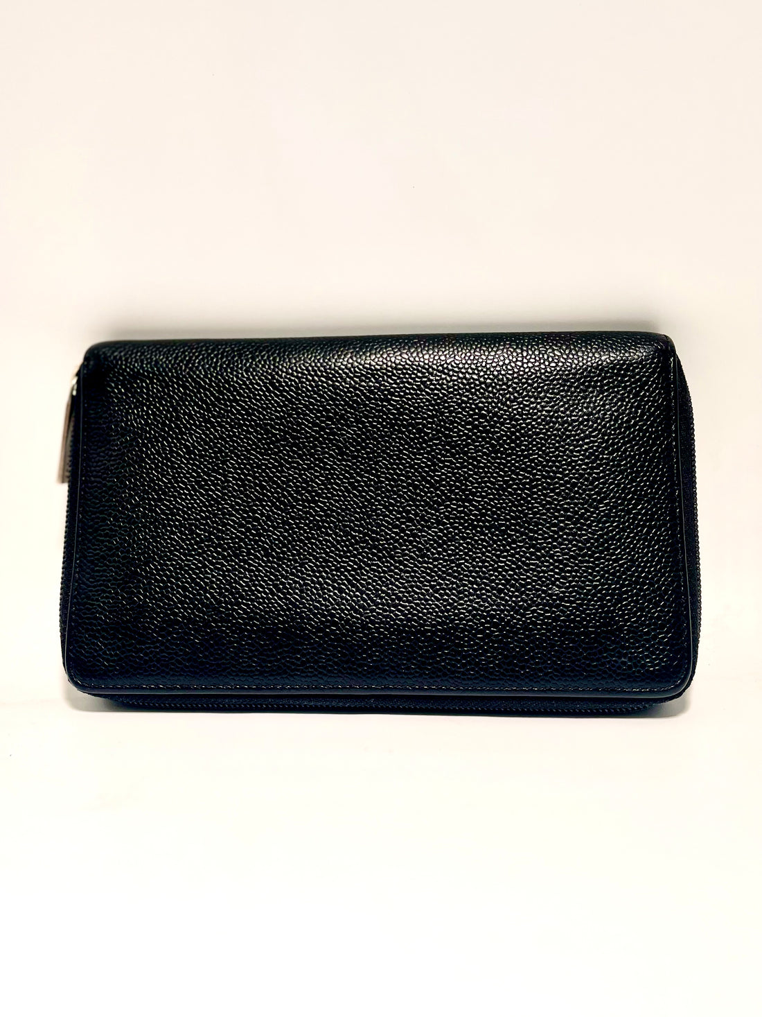 Chanel CC logo Black Caviar Leather Large zip around Wallet