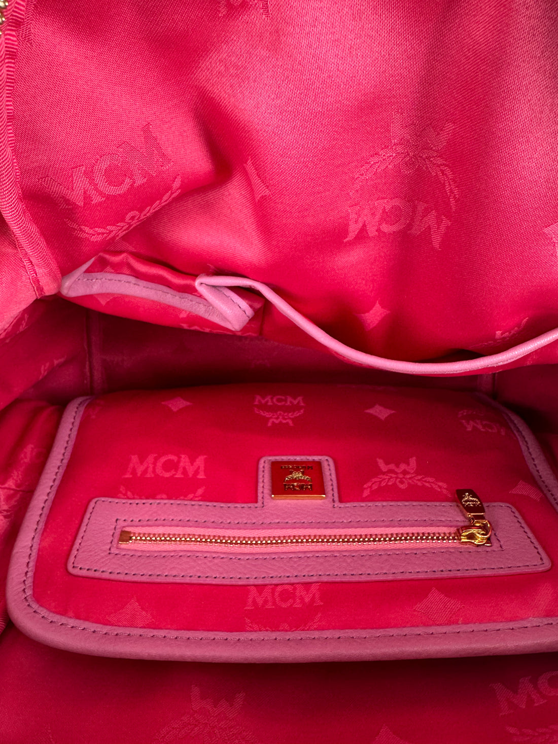 MCM Pink Visetos Coated Canvas and Leather Stud Stark Backpack Pink (J5597)