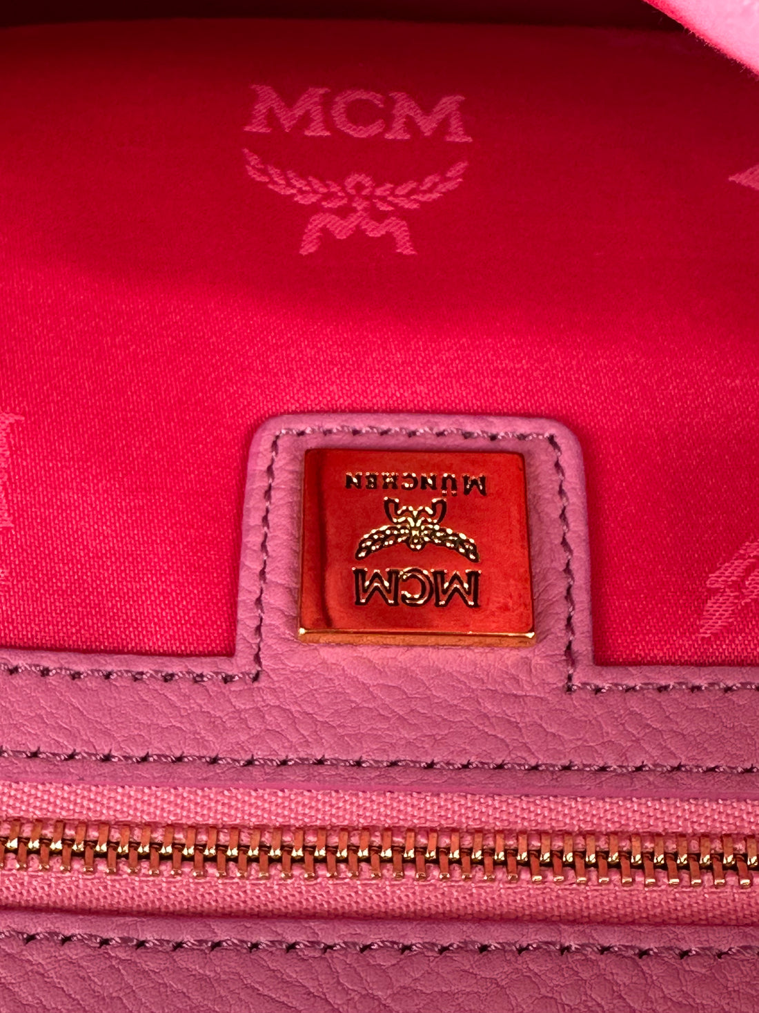 MCM Pink Visetos Coated Canvas and Leather Stud Stark Backpack Pink (J5597)