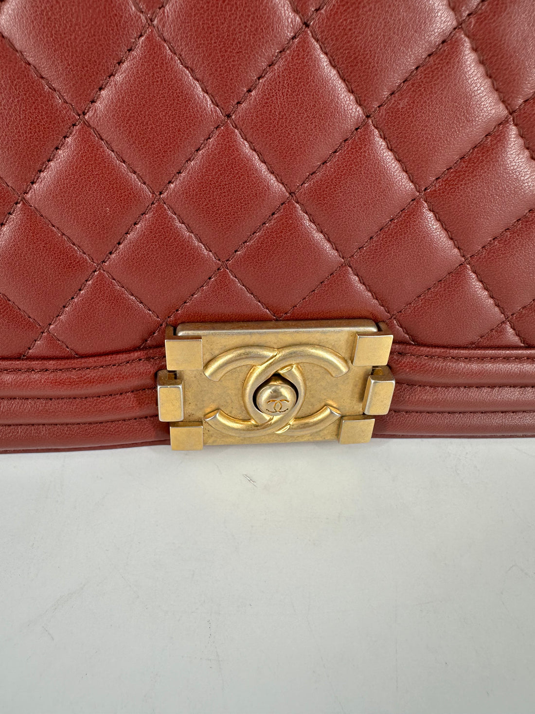 Chanel Quilted Lambskin Medium Boy Red CC388