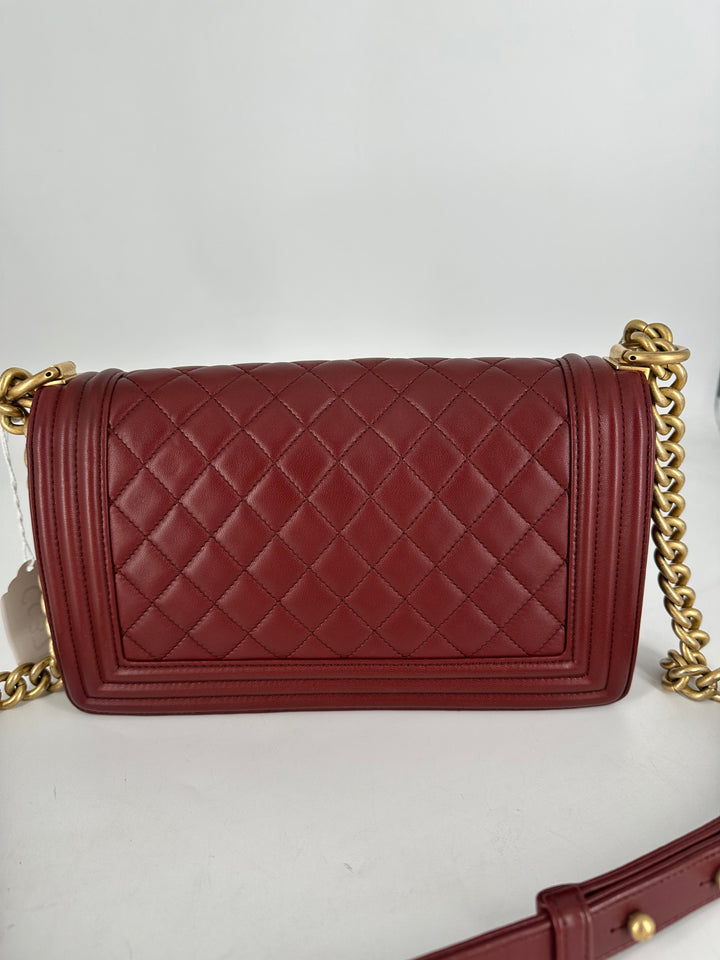 Chanel Quilted Lambskin Medium Boy Red (21**91) CC393AD