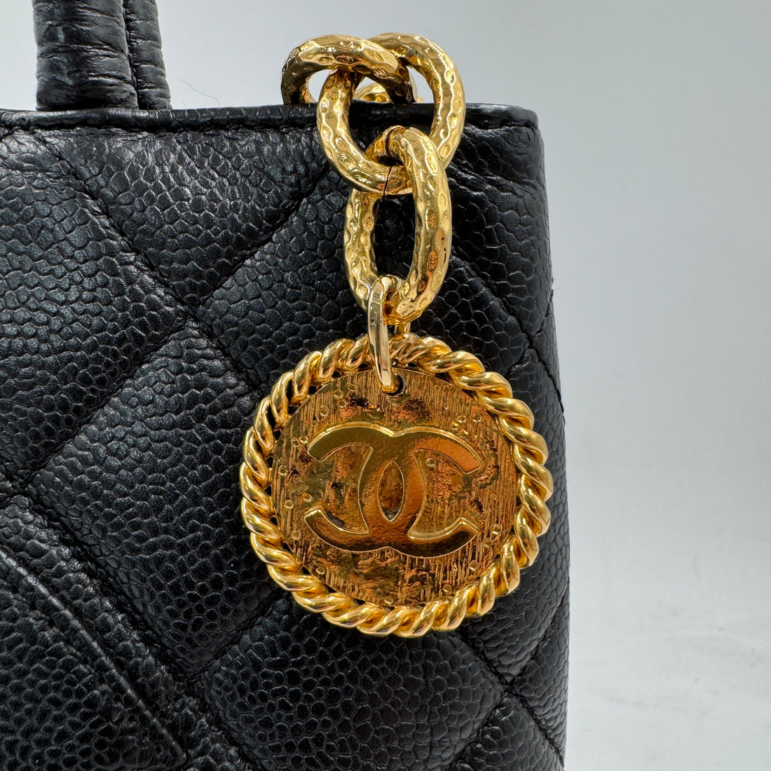 Chanel Cavier Quilted Meallion Tote Black