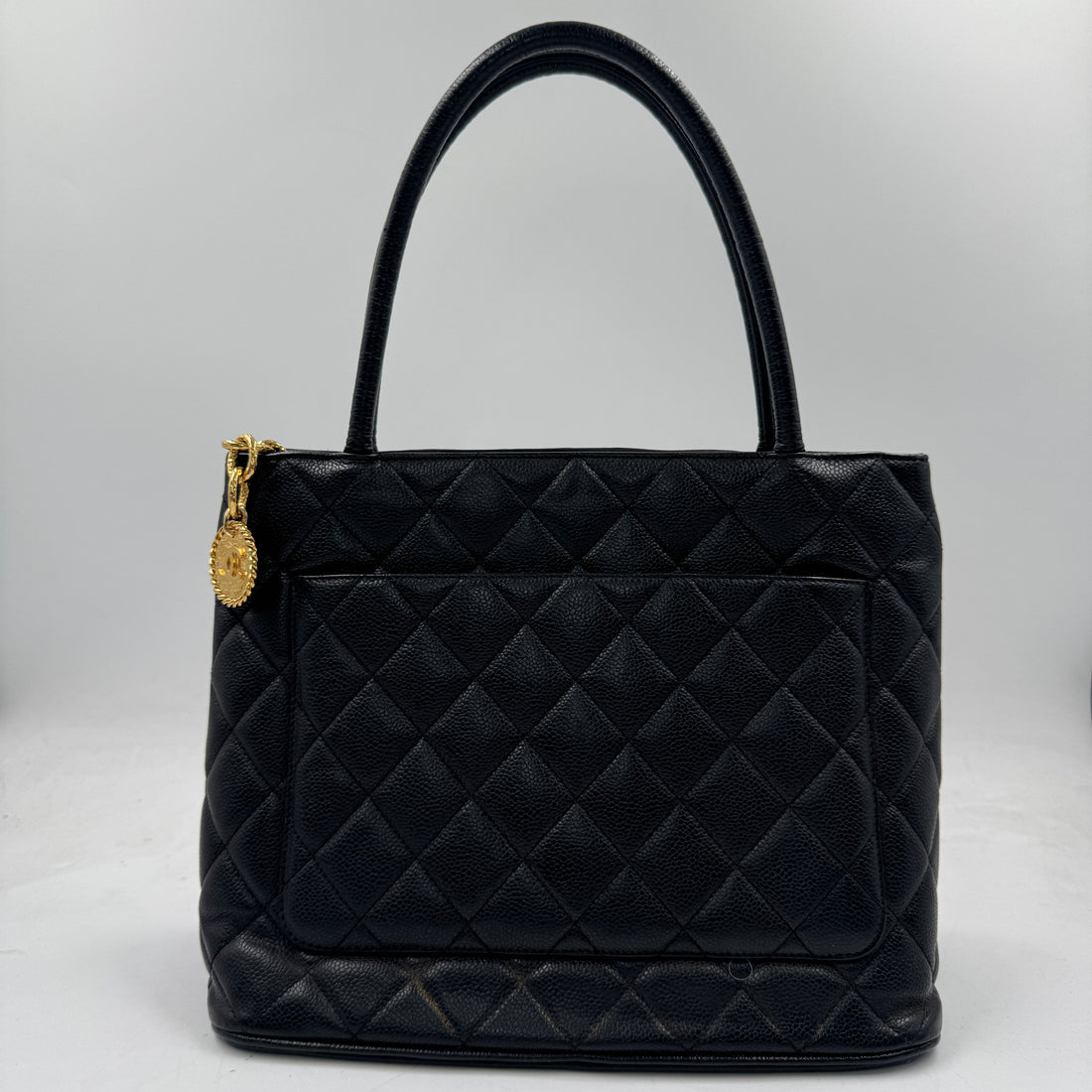 Chanel Cavier Quilted Meallion Tote Black