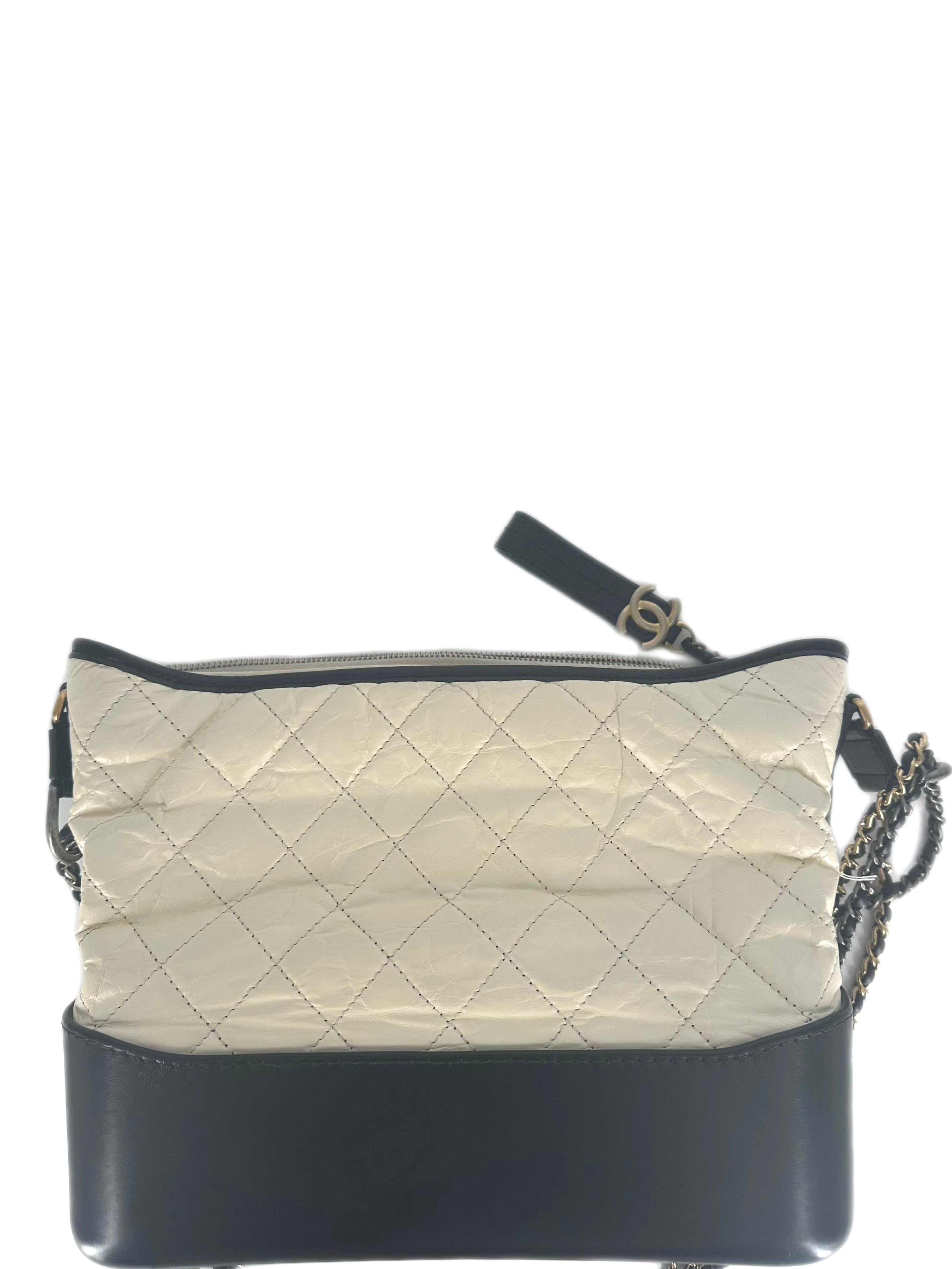Chanel Tweed Gabrielle Medium Shoulder Bag White/Black (23***68) CC387