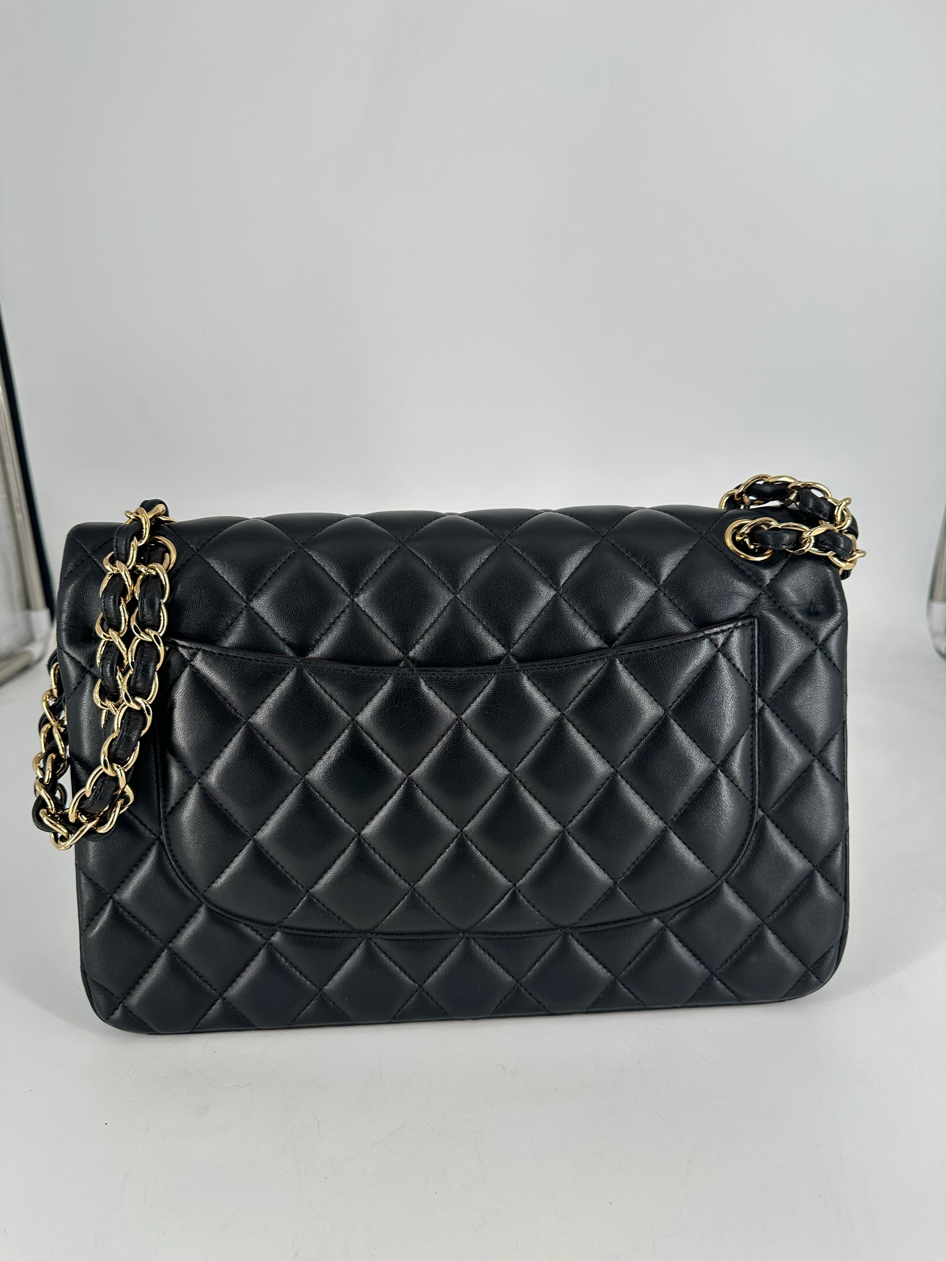 Chanel Lambskin Quilted Classic Double Flap Black (14***78) cc518