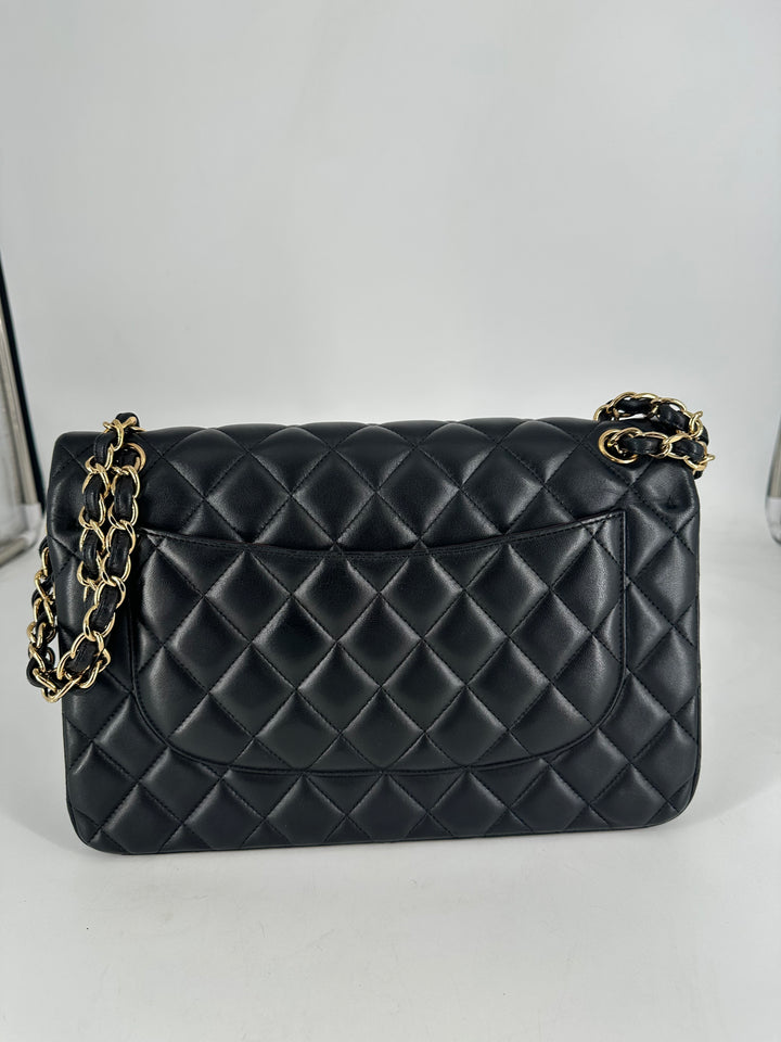 Chanel Double Flap Lambskin Jumbo CF Black (19***57)cc390