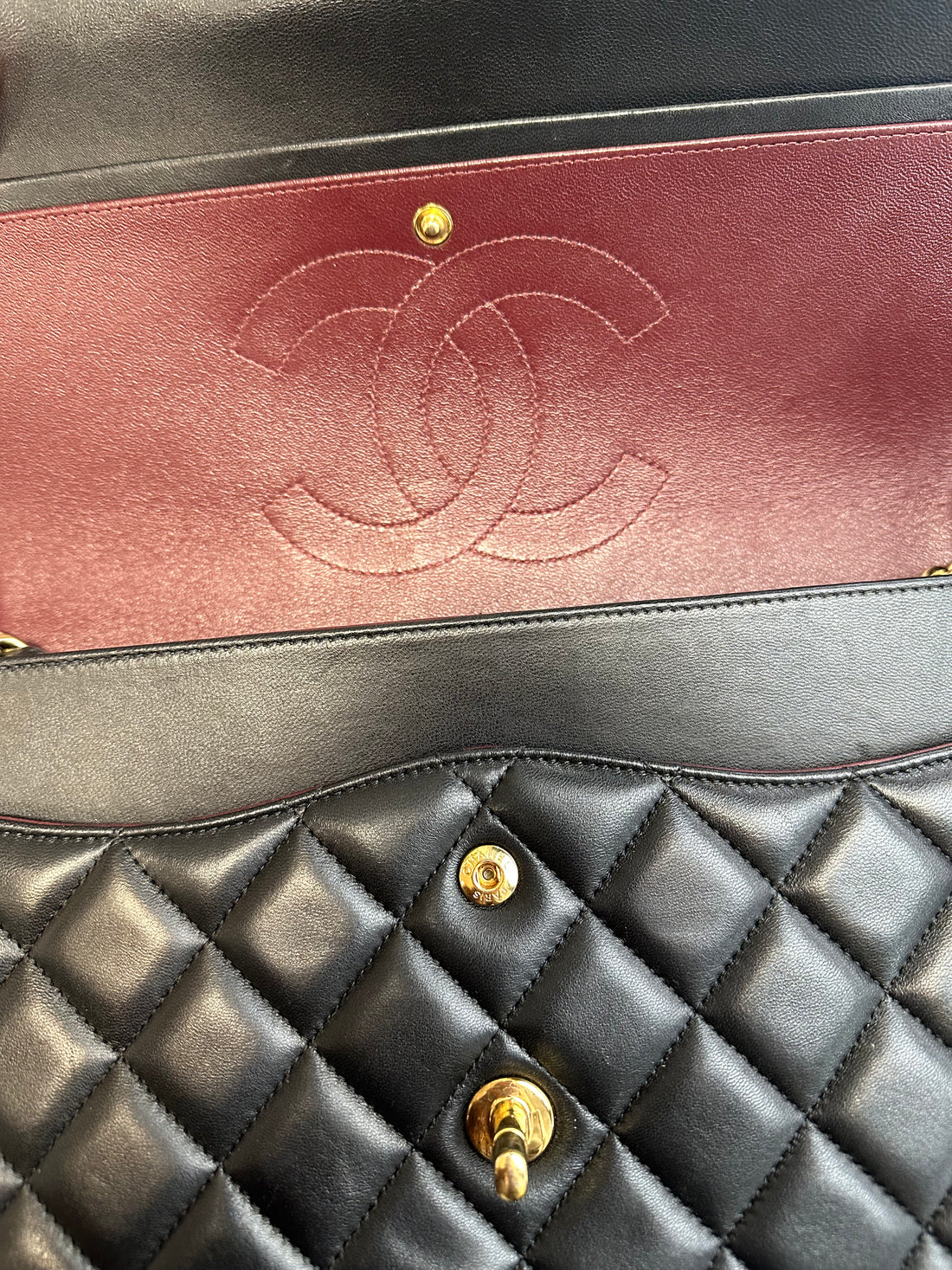 Chanel Double Flap Lambskin Jumbo CF Black (19***57)cc390