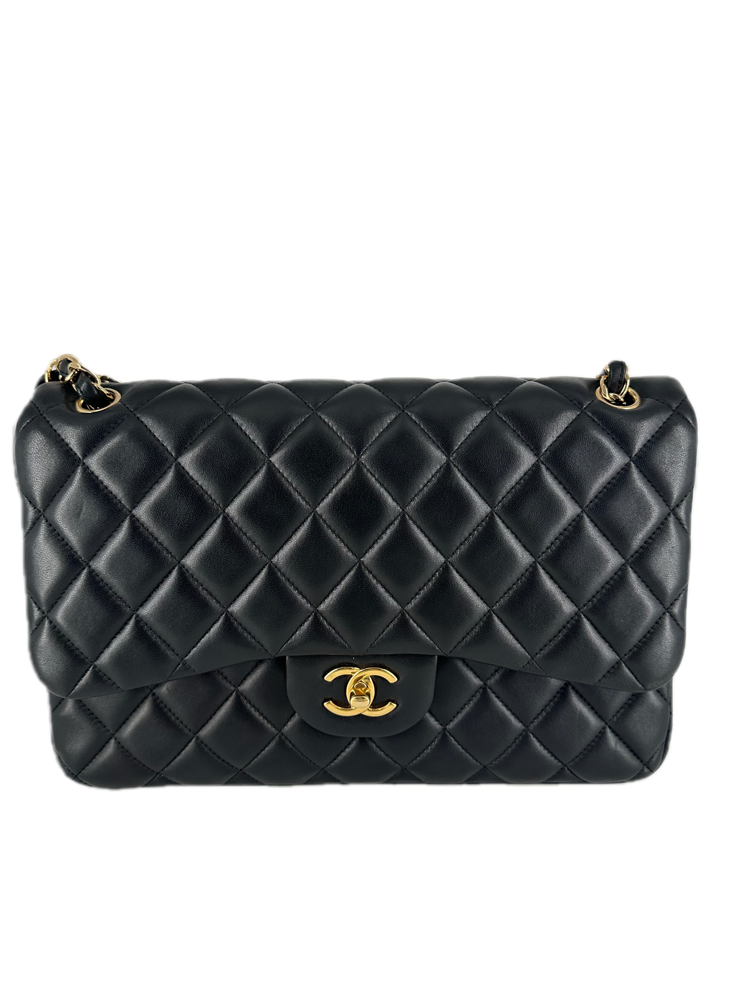 Chanel Lambskin Quilted Classic Double Flap Black (14***78) cc518