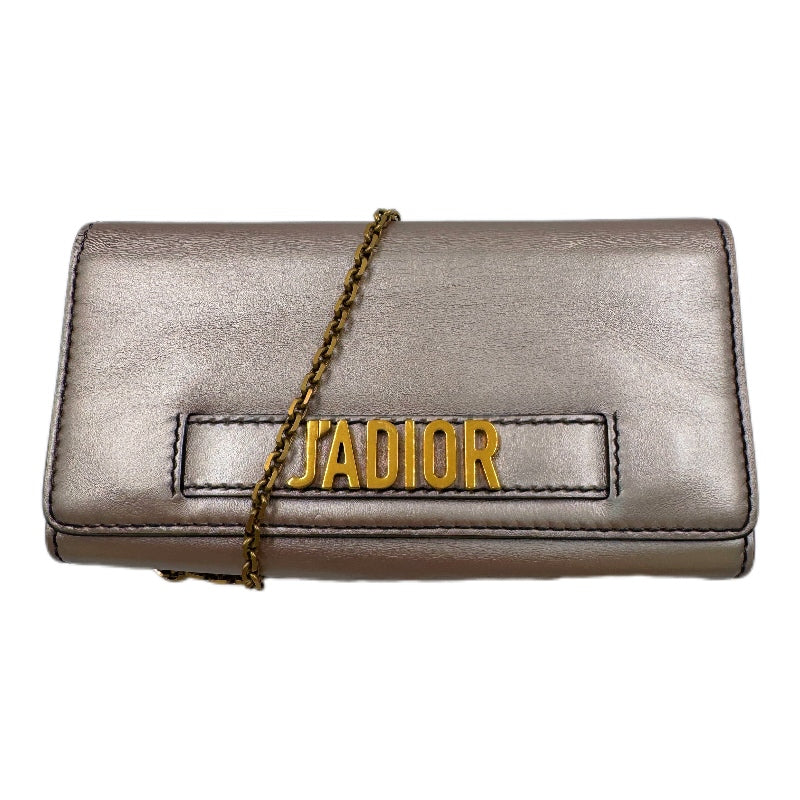 Christian Dior Metallic Silver Calfskin Leather J'ADIOR Wallet on Chain Clutch