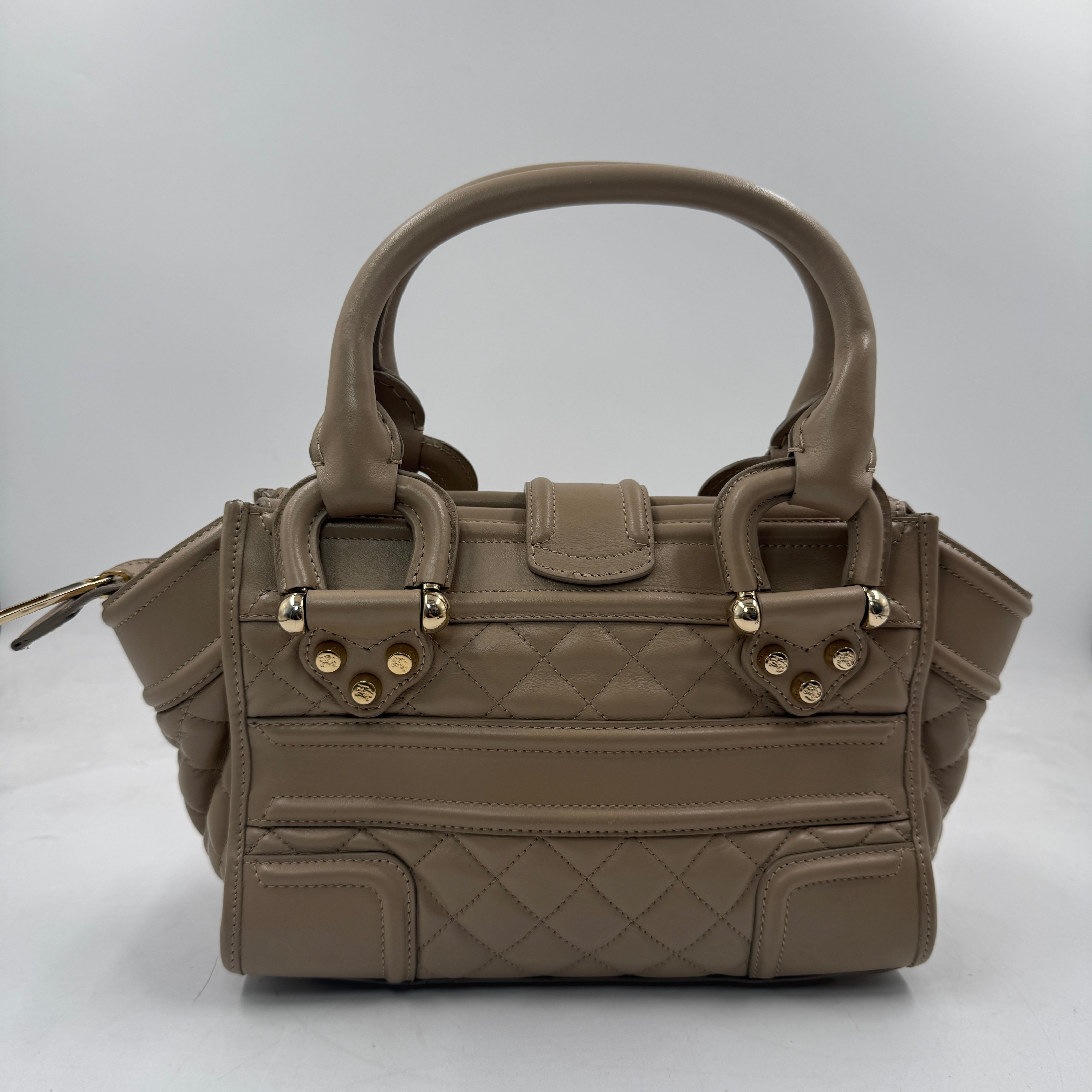 Burberry Beige Quilted Leather Manor Satchel