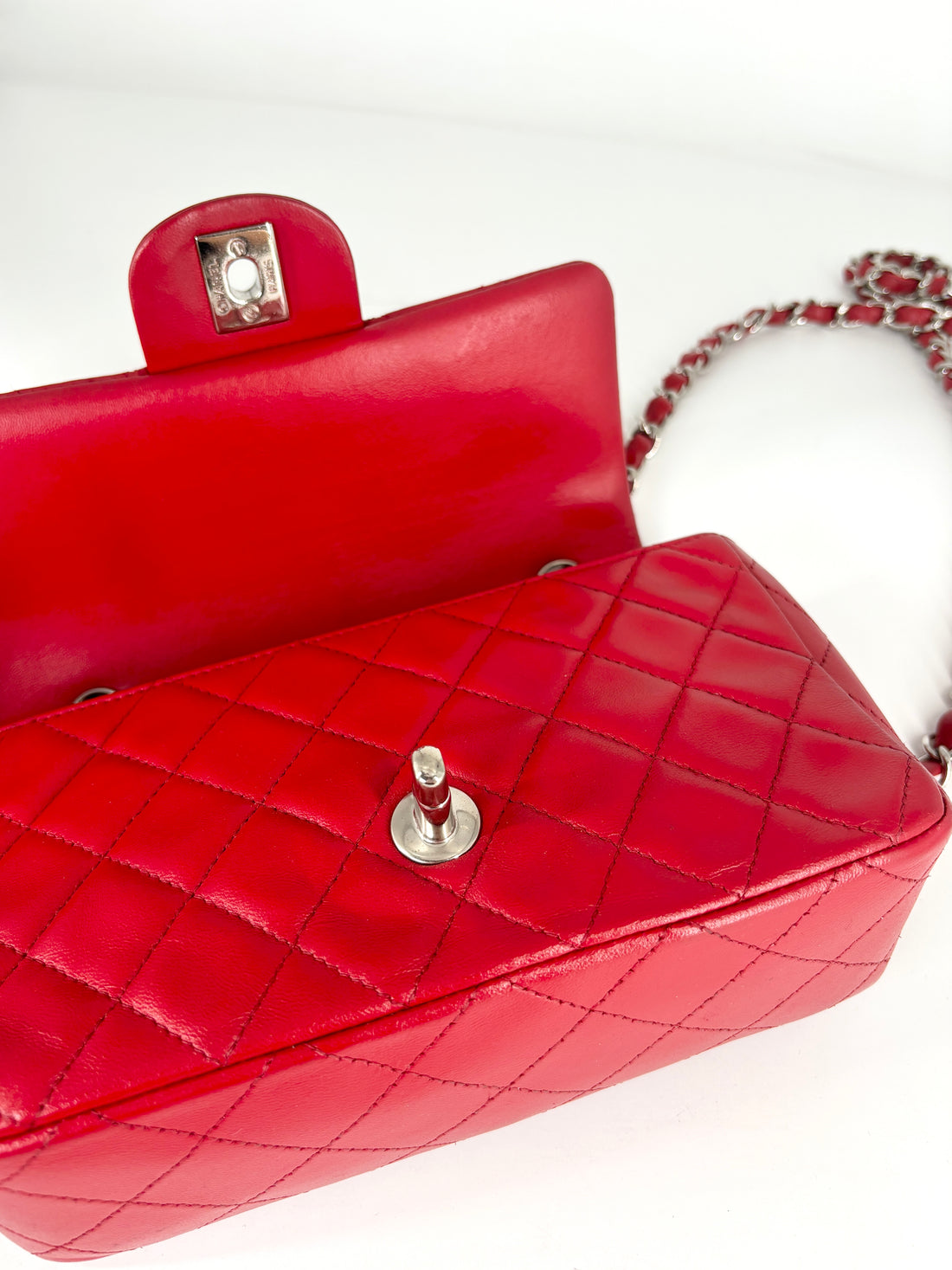 Chanel Quilted Rectangular Flap Red Mini