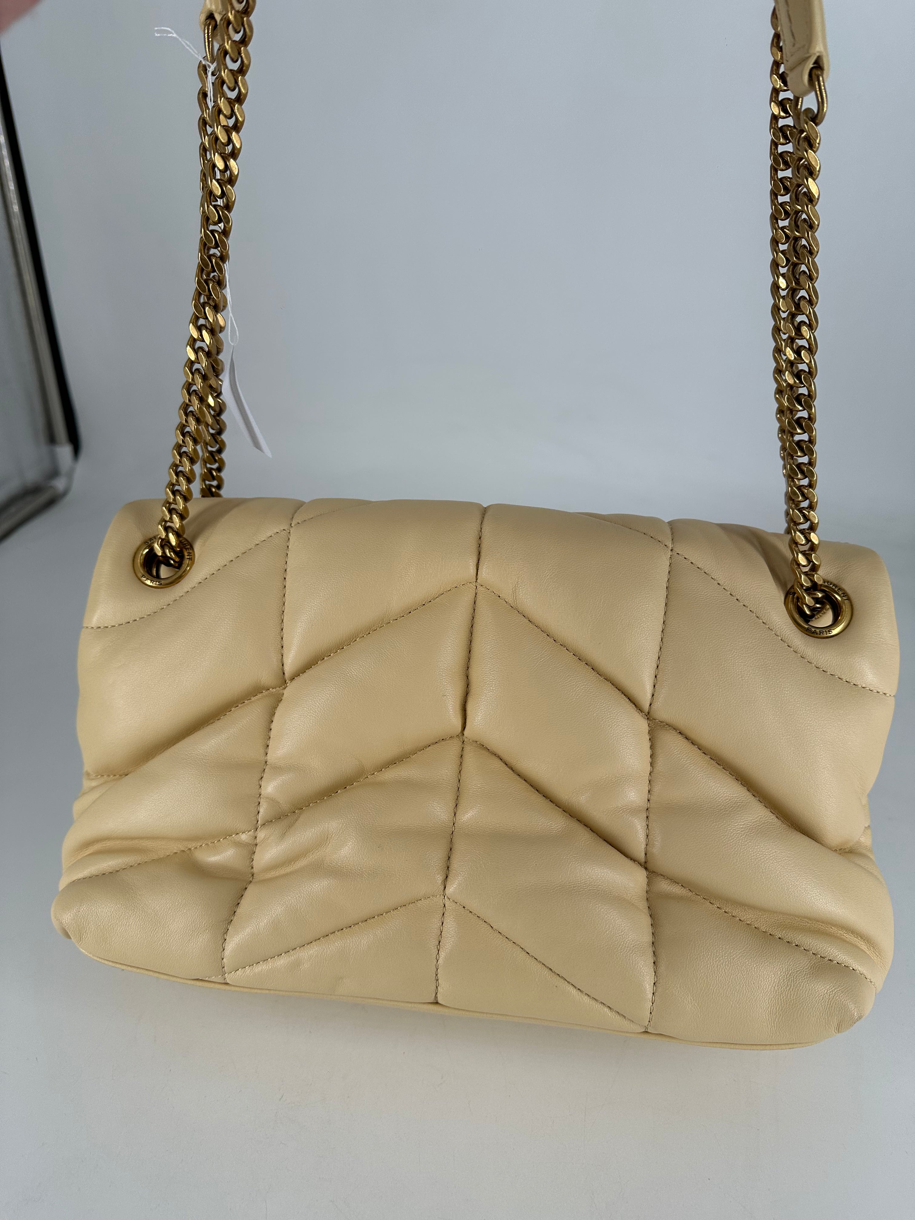 Saint Laurent Puffer Lambskin Medium Cream SL68